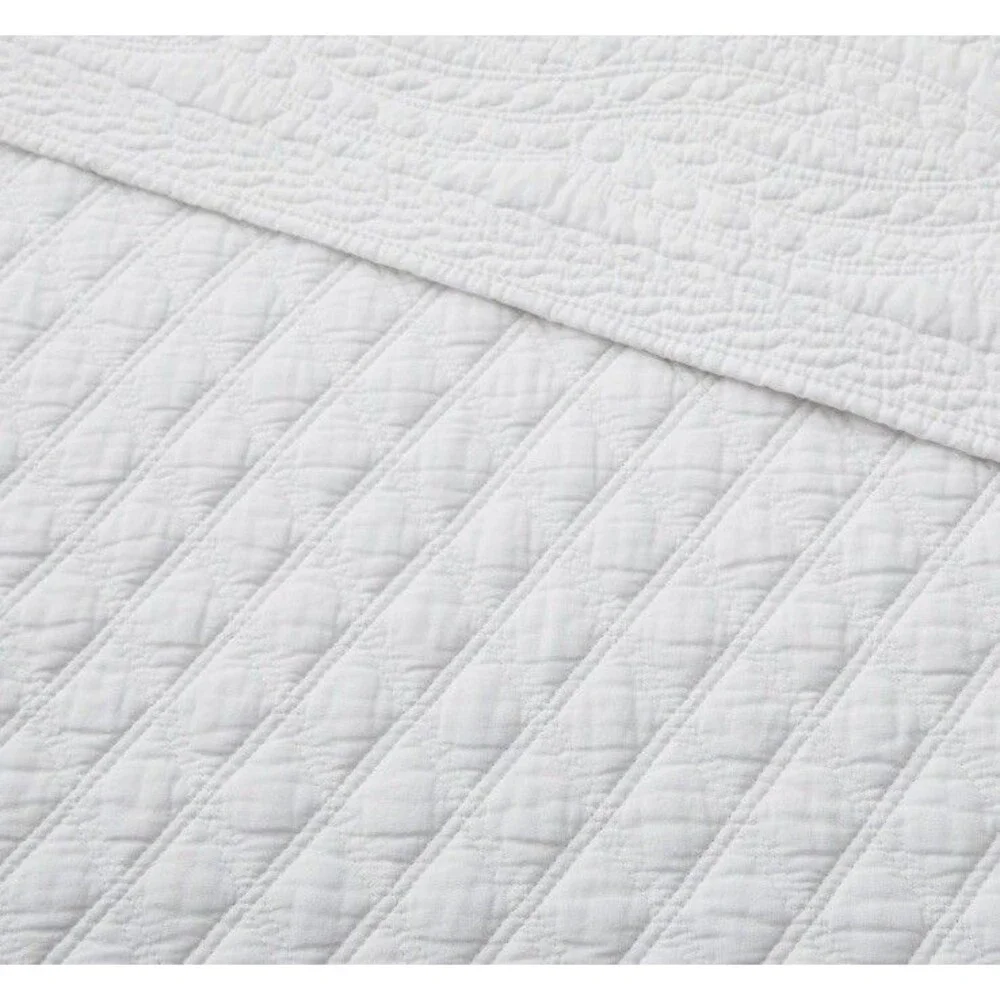 Levtex Home 3PC King Ballou White Cotton Quilt Set